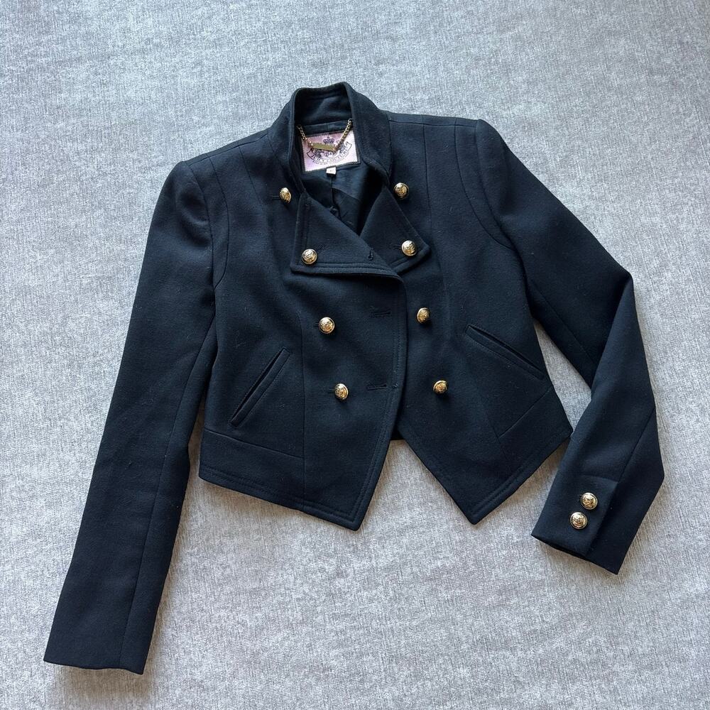 Rare! Juicy Couture Double Breasted Black Wool Blazer